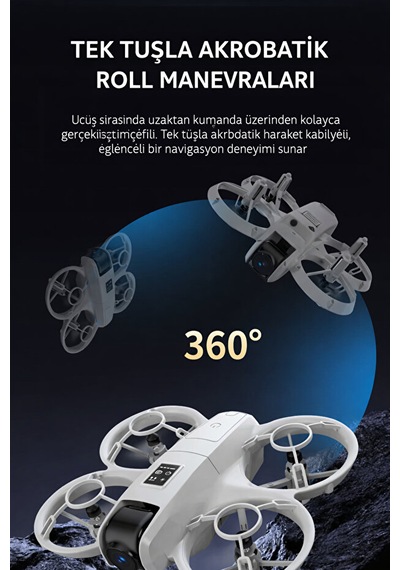 Mini Drone - Çift Kameralı Wifi Fpv Canlı Görüntü Aktarımlı Engel Tanımayan Led Işıklı Akıllı Drone