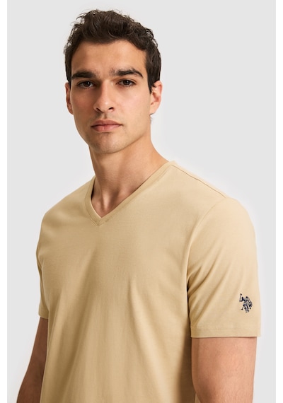 U.s. Polo Assn. Erkek Bej Tişört Basic 50326944-vr011