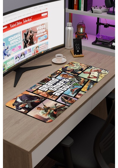 Gta 5 Kaymaz Dikişli Kauçuk Oyuncu Mousepad V2 - 70x30 Xl Gaming Mouse Pad Fare Altlığı