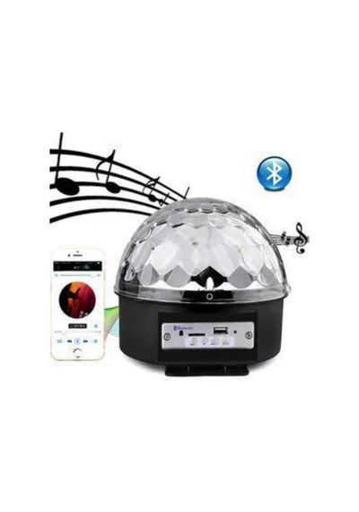 Led Işık Disko Topu Bluetooth Hoparlörlü Usb Müzik Çalar Kumandalı Siyah