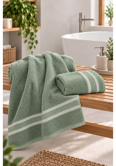 2 Parça Kadın/erkek Banyo Duş Hamam Havlu Seti 90x150 Cm Açık Yeşil