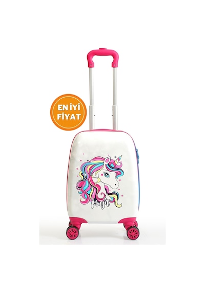 G&d Polo Suitcase Gedox Kids Pembe Beyaz Unicorn Desenli Kız Çocuk Valizi 152