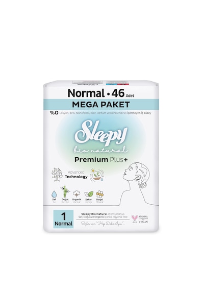 Sleepy Bio Natural Premium Plus Hijyenik Ped Mega Normal 46 Adet