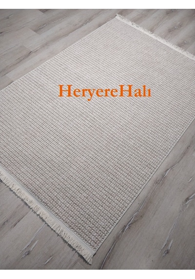 Motto Plain Beige Yumuşak Tuşeli Örgü Dokuma Modern Makine Halısı