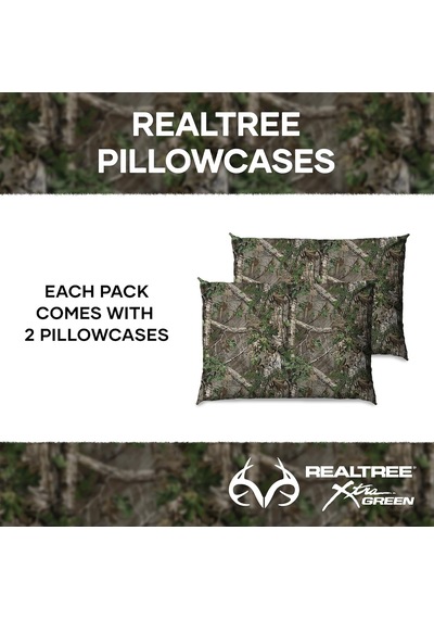 Lexroo Realtree Xtra Yeşil Kamuflaj Yastık Kılıfı, 2'li Paket