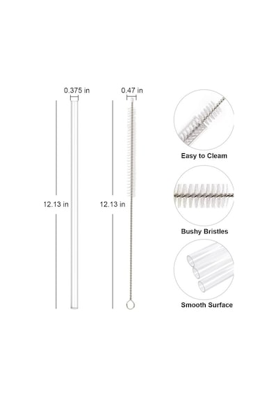 6 Adet 30 Cm Stanley Quencher Uyumlu Tritan Pipet Seti 30 Cm Tritan Pipet & Temizlik Fırçası Karışık/çok Renkli