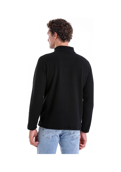Hatemoğlu Regular Fit Düz Tam Boy Fermuarlı Polar Sweatshirt Siyah