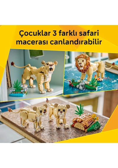 LEGO® Creator 3’ü 1 Arada Vahşi Hayvanlar: Görkemli Aslan 31386 - 9+ Yaş için Figürler İçeren Oyuncak Yapım Seti (839 Parça)