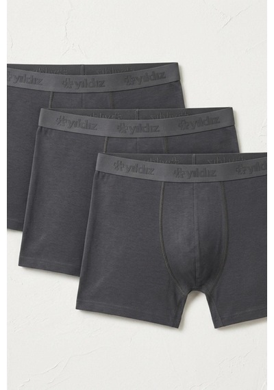 Yıldız Çamaşır Erkek Modal Likralı Boxer 36-37-38-39-40-41-42 - 3 Adet Füme