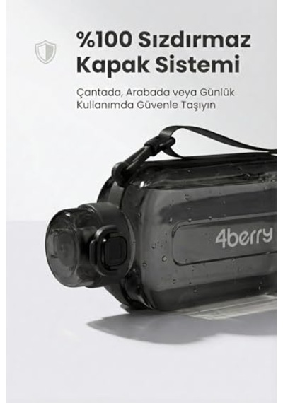 750 Ml Spor Matara Sızdırmaz Kapaklı, Tek Elle Kullanım, Askılı Taşınabilir Su Şişesi, Siyah 0