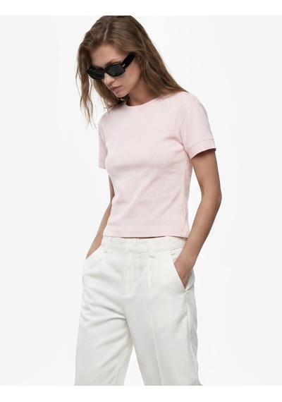 Koton Slim Fit Kısa Kollu Bisiklet Yaka Basic Tişört Pembe 6sak50400ek Gül