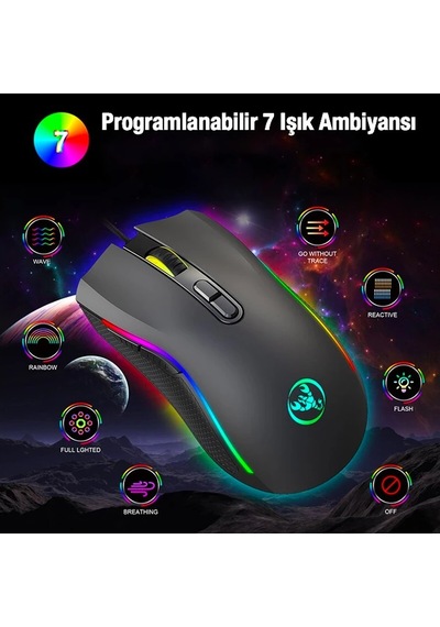 Hxsj A869 7200dpı Ayarlanabilir Rgb Işık Gaming Oyuncu Mouse- 5775
