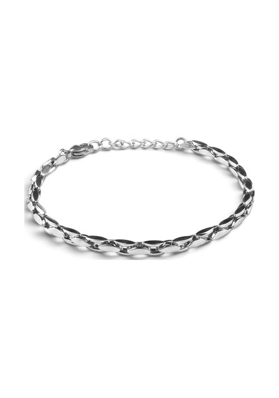 Elips Zincir Erkek Çelik Bileklik Ayarlanabilir 22 Cm Gümüş