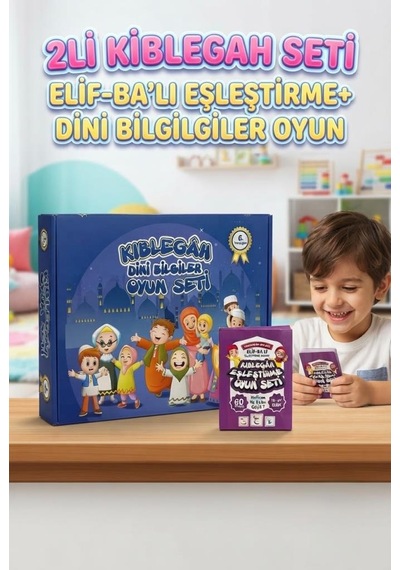 2'li Kiblegâh Seti: Dini Bilgiler Aile Oyunu Ve 60 Parça Elif Ba Eşleştirme Eğitici Oyun Seti