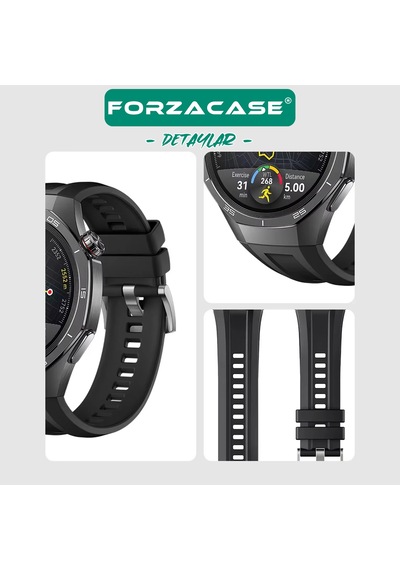 Forzacase Huawei Watch Gt 5 Pro 46mm İle Uyumlu Özel Tasarım Tokalı Silikon Kordon Kayış - Fc1063