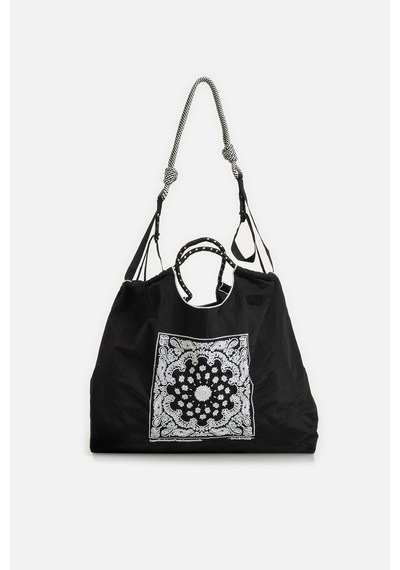 K&s Büyük Boy Desenli Tote Çanta Siyah
