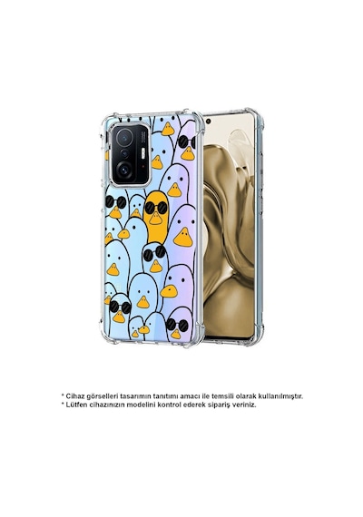 Xiaomi Mi 12 Pro Uyumlu Köşe Korumalı Antişok Kapak Duck Tasarımlı Şeffaf Kılıf