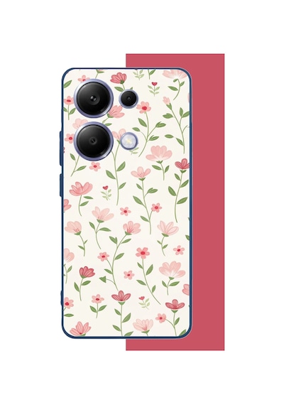 Poco X7 Pro Uyumlu Pembe Çiçekli Pattern1 Baskılı Silikon Kılıf Renkli