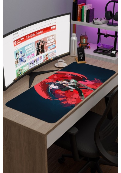 Chainsaw Man Anime V1 - 90x40 Xxl Gaming Kauçuk Kaymaz Taban Mouse Pad Fare Altlığı