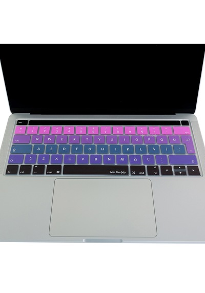 Apple Uyumlu MacBook Pro Klavye Koruyucu Türkçe Q 13inç A1706 A1989 A2159-15inç A1707 A1990 İle Ombre Pembe Mavi