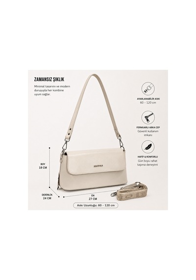 Just Polo Kadın Yeni Sezon Çapraz Askılı Günlük & Özel Günlere Uygun Şık El Ve Omuz Çantası Ebat: 28 X 13 Cm Taş 08049003