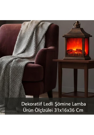 Dekoratif Ledli Şömine Lamba Alk4595 36cm