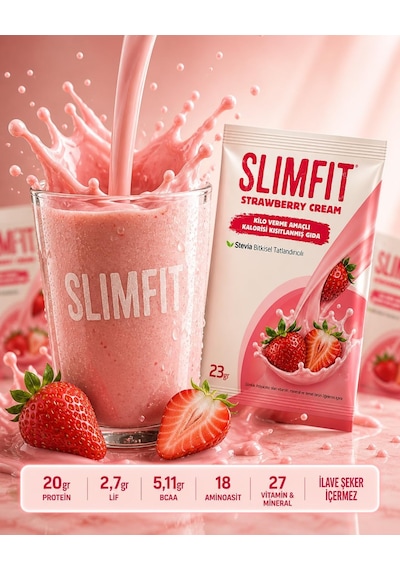 Tr Çilek Aromalı Yüksek Proteinli Öğün Tozu Shake, 30 Şase