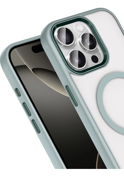 Joko - 415 - Apple iPhone Uyumlu 15 Pro Max Terea Magsafe Kapak - Csmo-tex - - Gri