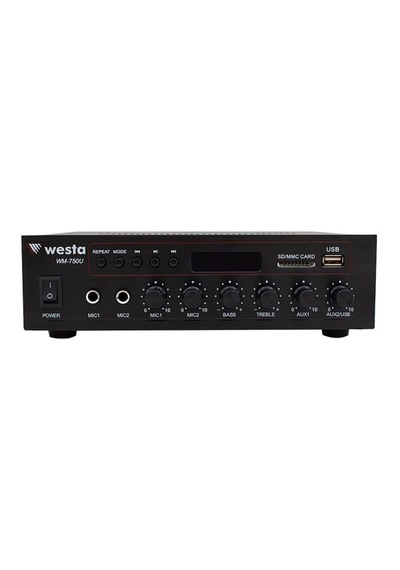 Westa Wm-750u 80 Watt 100v-70v Mini 4-16 Ohm Usb-sd-bluetooth 2 Mikrofon Girişli Trafolu Anfi