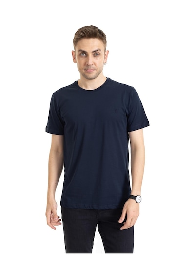 Erkek Yuvarlak Yaka %100 Pamuklu Yüksek Kalite Regular Kalıp Düz Basic T-shirt 212 - Lacivert Bordo