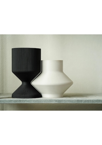 3d Baskı Modern Dekoratif İkili Vazo Seti - Minimalist Çizgili Çiçek Vazosu-siyah-beyaz Çok Renkli