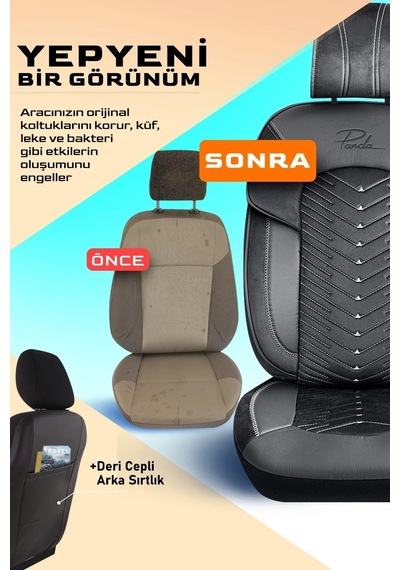 Panda Dubai Serisi Kadife Oto Koltuk Kılıfı - Tam Set