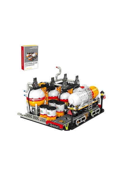 City Gas Station 743 Parça Modüler Kimya Tesisi Yapı Seti Tank + Laboratuvar Jj9223