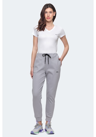 Slazenger Veteran 2 Li Set Kadın Cepli Eşofman Altı Gri - Kırmızı