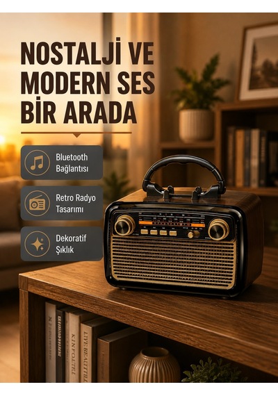 Kargo Led Li Nostaljik Bluetooth Hoparlör Vintage Tasarım, Ahşap Doku Najmaddin