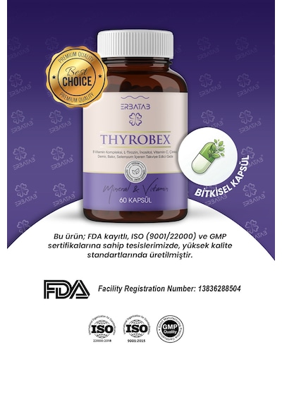 Erbatab Thyrobex Takviye Edici Gıda 60 Kapsül
