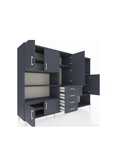 Hyperion Dolap 10 Raflı 4 Çekmeceli 8 Kapaklı 220x44x163 Antrasit Antrasit-antrasit Hyperion Dolap 10 Raflı 4 Çekmeceli 8 Kapaklı 220x44x163 Antrasit Antrasit-antrasit