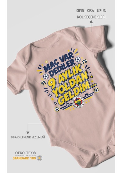 Morivokids Maç Var Dediler Yazılı Kısa Kollu Bebek Body %100 Pamuk Zbn277-kk Pastel Pembe