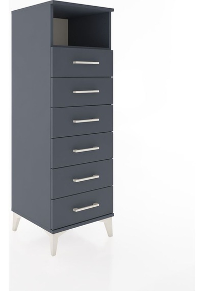 Hyperion Dolap Tek Raflı 6 Çekmeceli 44x44x134 Antrasit-antrasit Antrasit