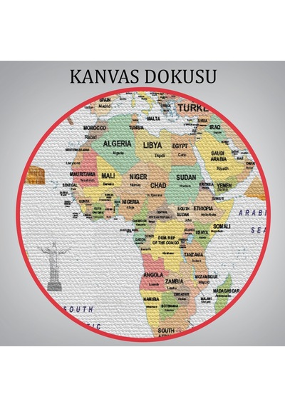 Dünya Haritası Ülke Bayraklı Ve Başkentli Kanvas Tablo 1945 95 X 55