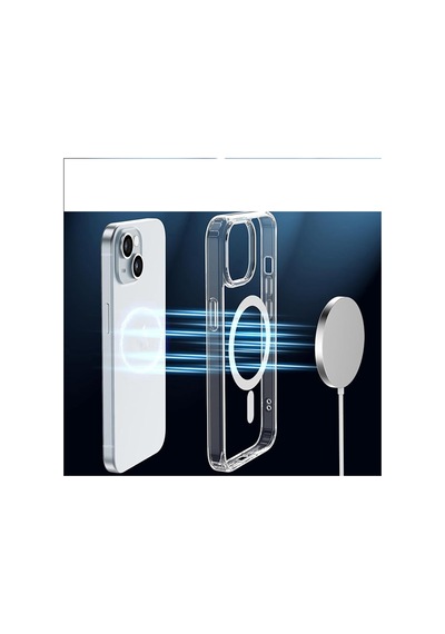 Apple Uyumlu iPhone 15 Magsafe Manyetik Plastik Tpu Kılıf-al8113 Şeffaf