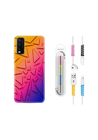Vivo Y20S Kılıf Kablo Koruyuculu Üçgenler 1635
