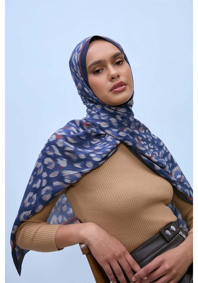 Silk Home Eco Viscose Şal Lacivert Indigo Vizon Kiremit Leopar Desenli Nefes Alan 90x200 Çok Renkli