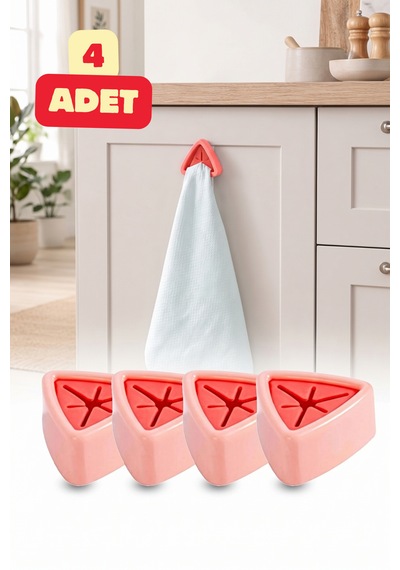 4 Adet Yapışkanlı Havlu Örtü Bez Askısı Mutfak Banyo Ev İçi Pratik Organizer Askılık Seti Çok renkli