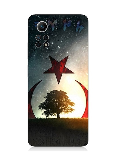 Xiaomi Redmi Note 12 Pro 4g Uyumlu Göktürkçe Türk Ve Ağaç Bayrak Desenli Silikon Kılıf