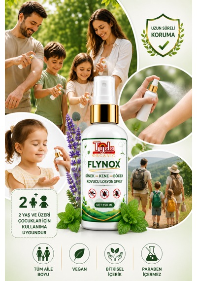 Tijda Flynox Sinek Böcek Kene Kovucu Losyon Sprey 150 Ml Doğal Bitkisel Tüm Vücut Seyahat Tatil Boy