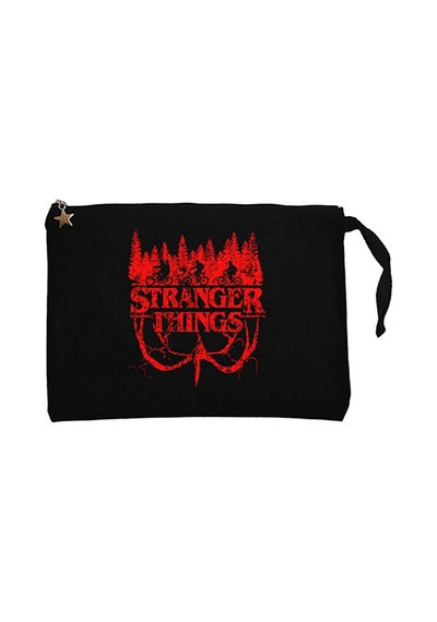 Stranger Things 4 Siyah Clutch Astarlı Cüzdan / El Çantası Siyah