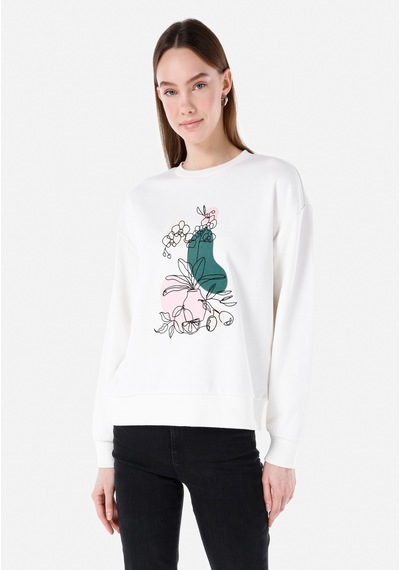 Colin's Colins Regular Fit Yuvarlak Yaka Baskılı Kadın Beyaz Sweatshirt Cl1068067 Q1.v2 Ofw Beyaz Colin's Colins Regular Fit Yuvarlak Yaka Baskılı Kadın Beyaz Sweatshirt Cl1068067 Q1.v2 Ofw Beyaz