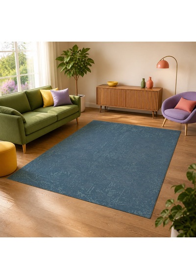 Kartela Halı Sina Halı Jüt Taban Dokuma Halı Mavi - 60 X 90 Cm