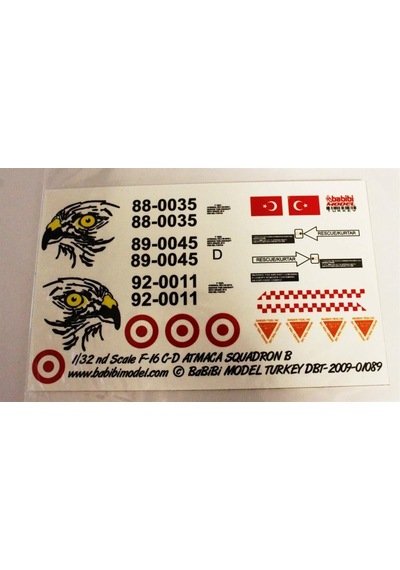 Babibi Dbt01089 1/32 Ölçek, Turaf F-16 C/d, 182.atmaca Filo, Dekal Çıkartma
